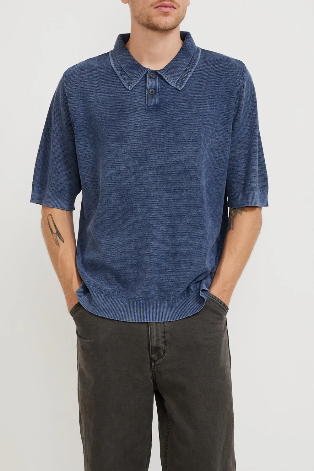 Rice Stitch Polo Midnight