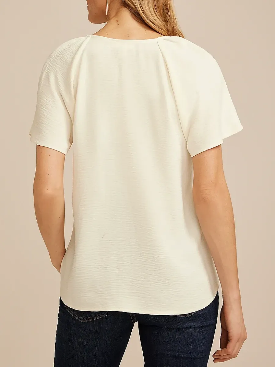 V-Neck Short Sleeve Blouse