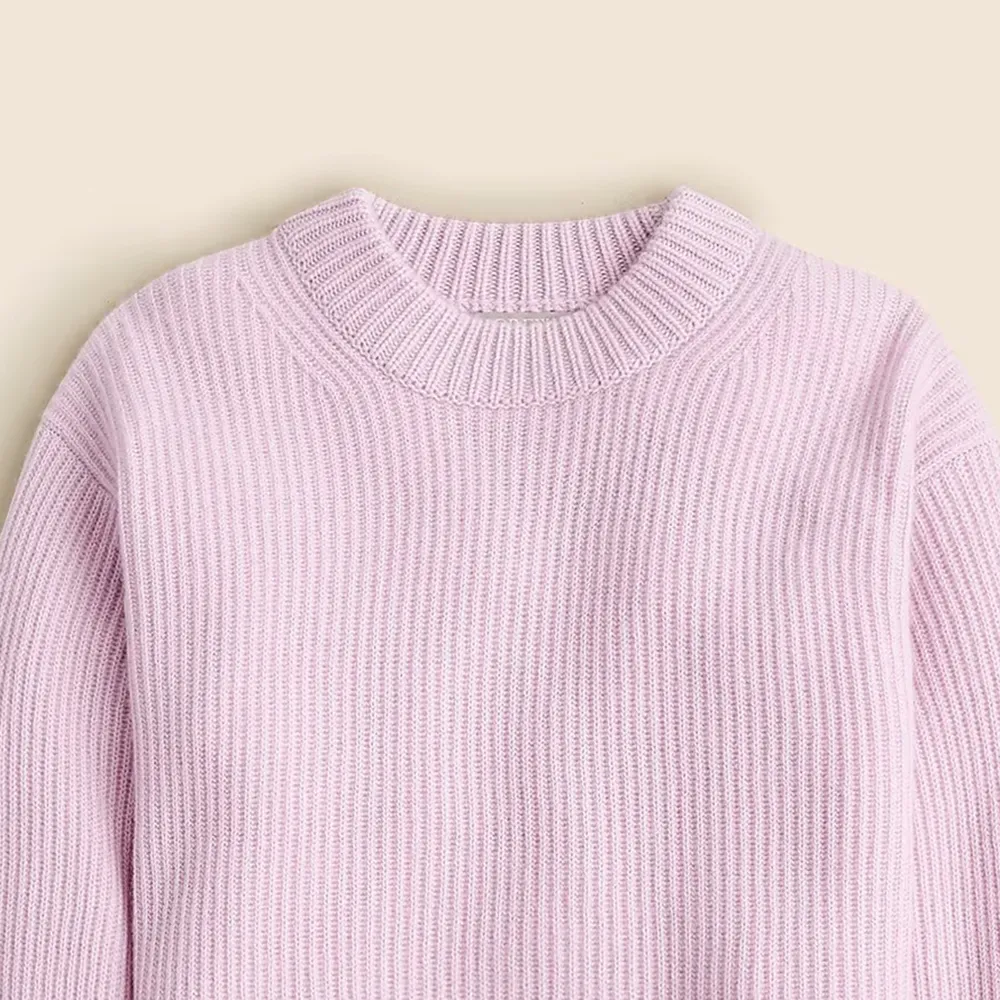 Ribbed Cashmere Cropped Crewneck Sweaters