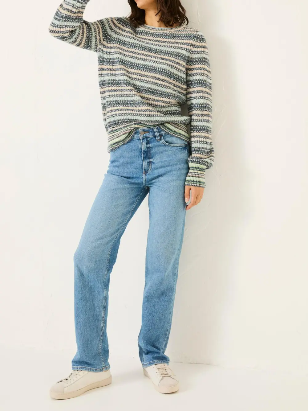 Blue Stripe Knitted Crew Neck Jumper