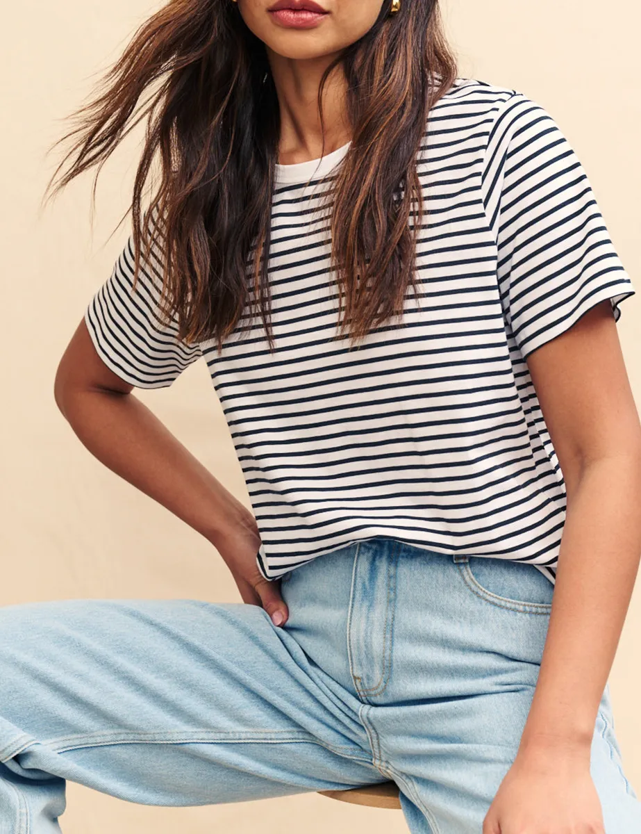Striped Easy Fit Crew Neck T-shirt