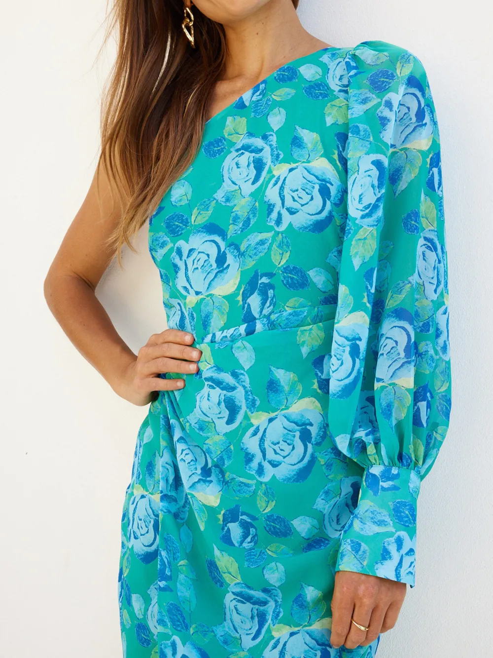 Casual Style Green Floral Dress