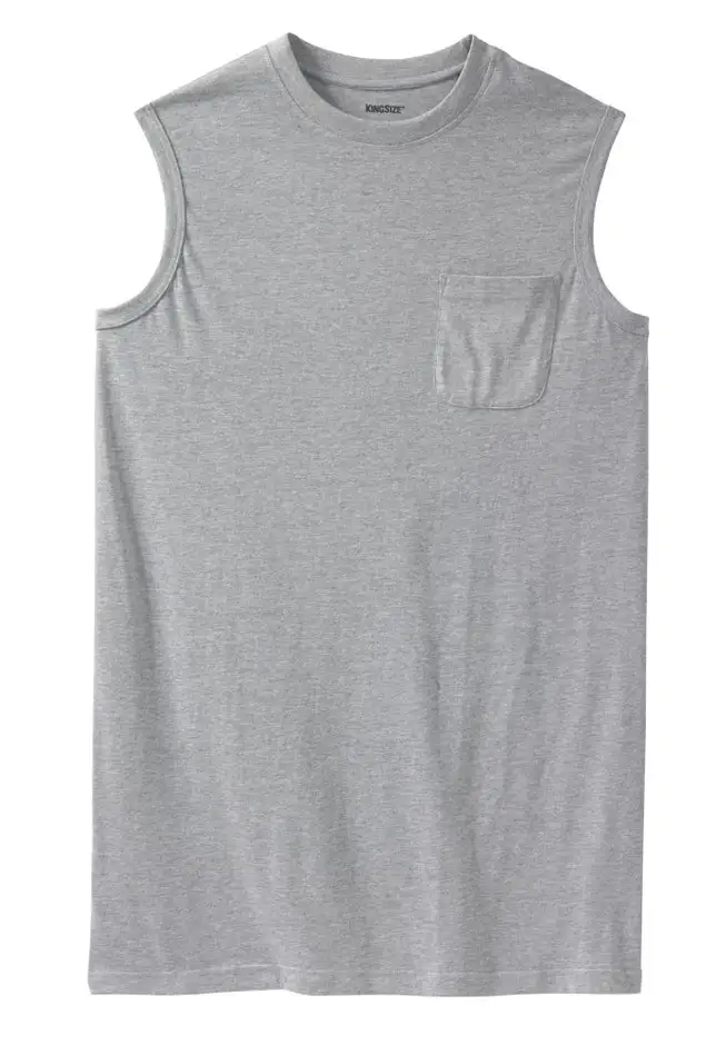 Shrink-Less Longer-Length Lightweight Muscle Pocket Tee