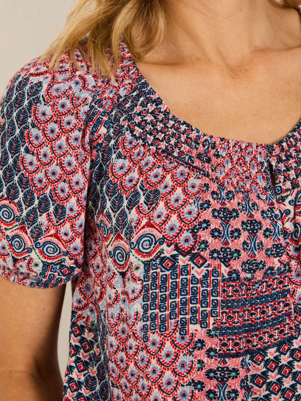 Cotton Rich Geometric Short Sleeve Shirts