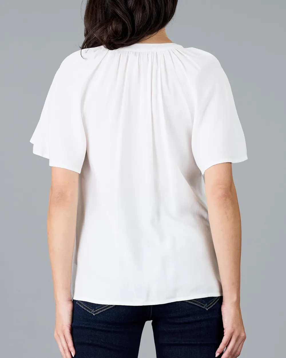 Elegant White Short Sleeve Blouse