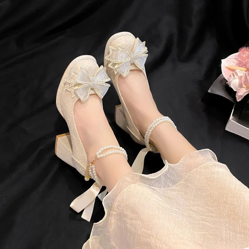 Bow Detail Strap Low Heel Shoes