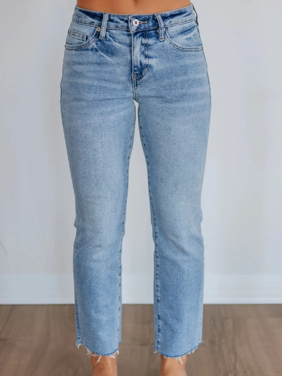 High Rise Ankle Straight Jeans