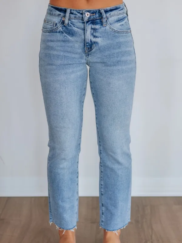 High Rise Ankle Straight Jeans