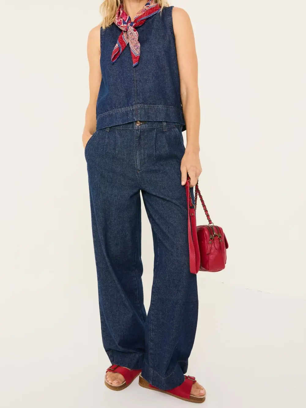 Navy Blue Wide Leg Jeans