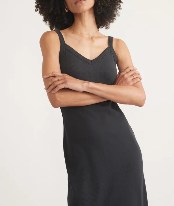 Black Sleeveless Simple Midi Dress