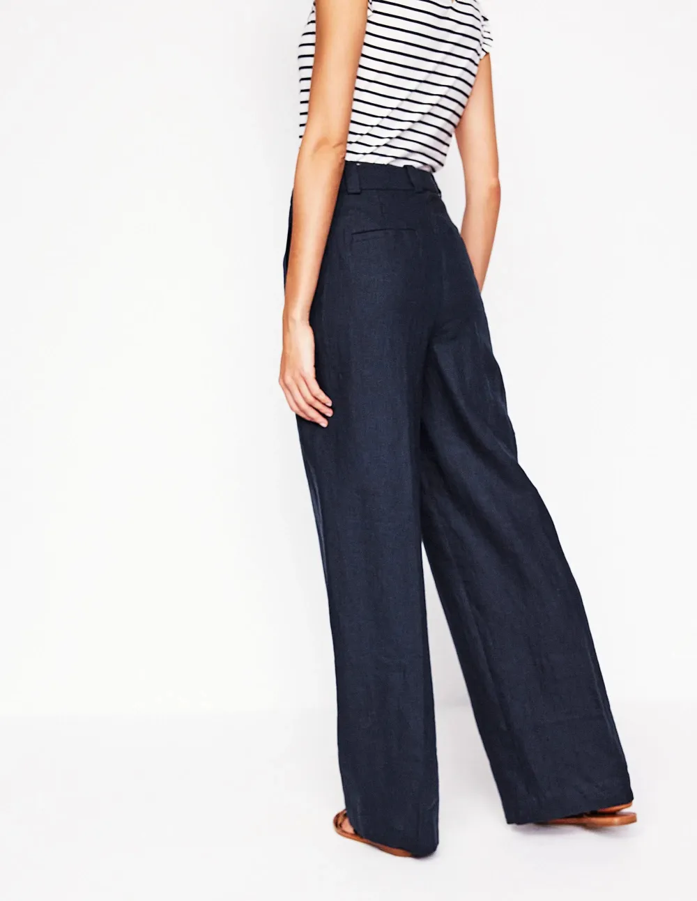 Navy Blue Westbourne Linen Pants