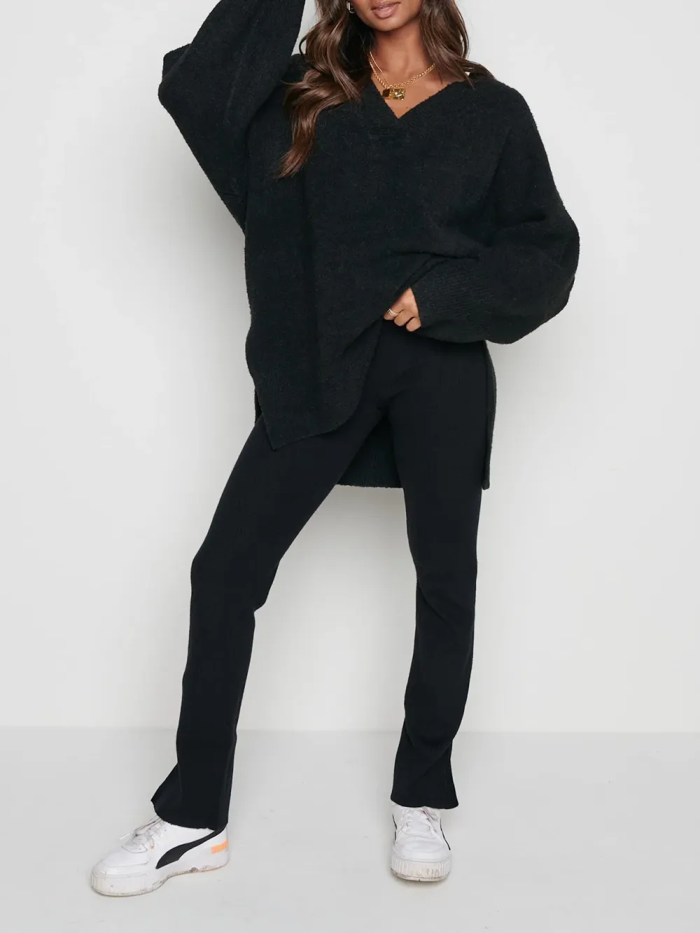 Split Hem Knit Trousers