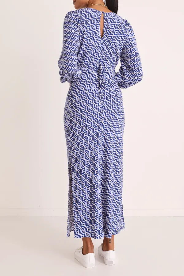 Electric Blue Batik Bias Midi Dress