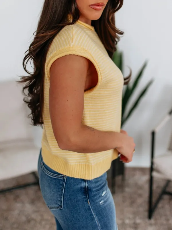 Striped Cap Sleeve Cardigan