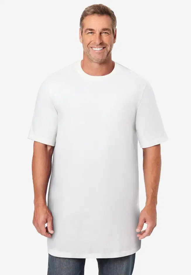Shrink-Less Lightweight Longer-Length Crewneck T-Shirt