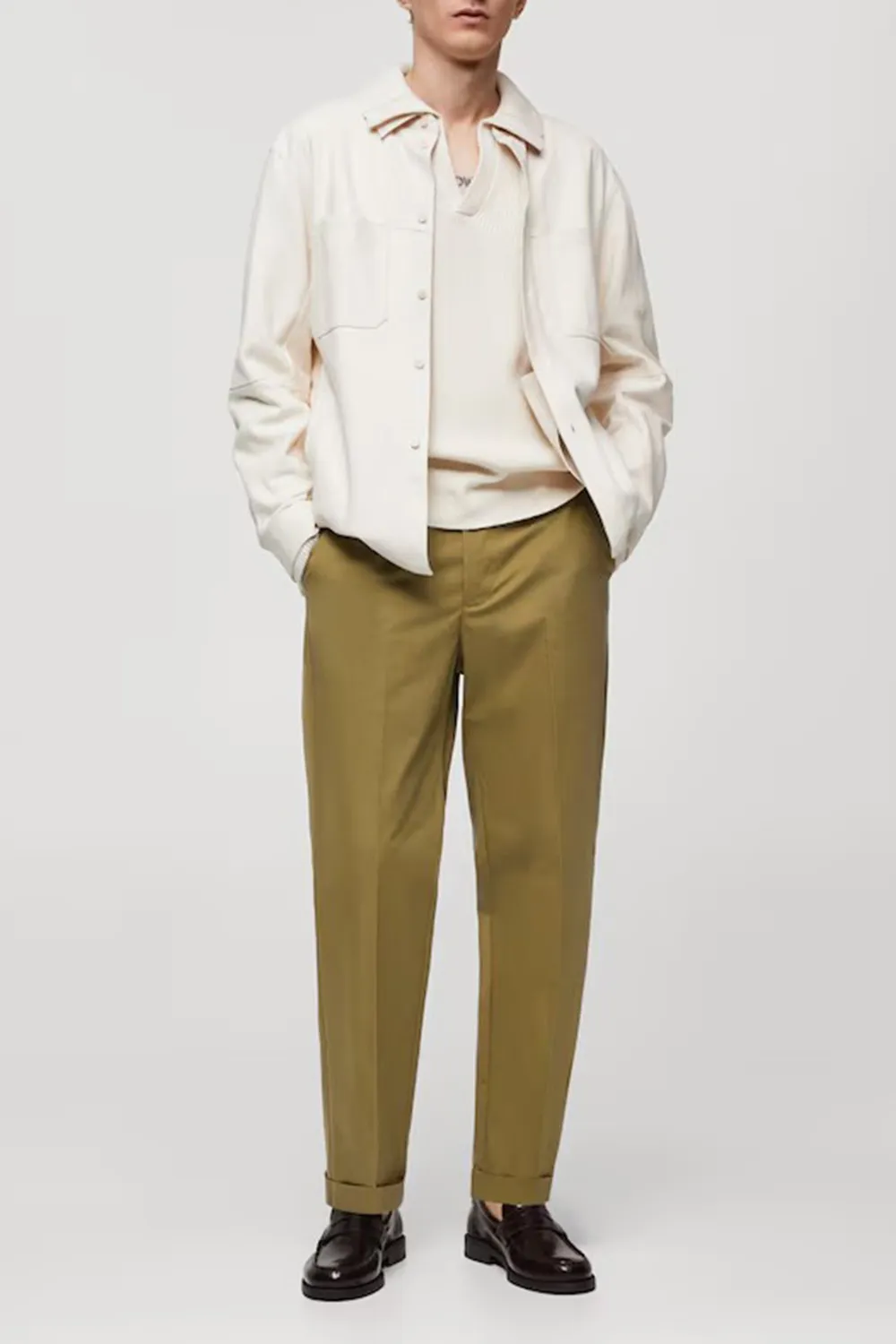 100% Leather Overshirt With Pockets