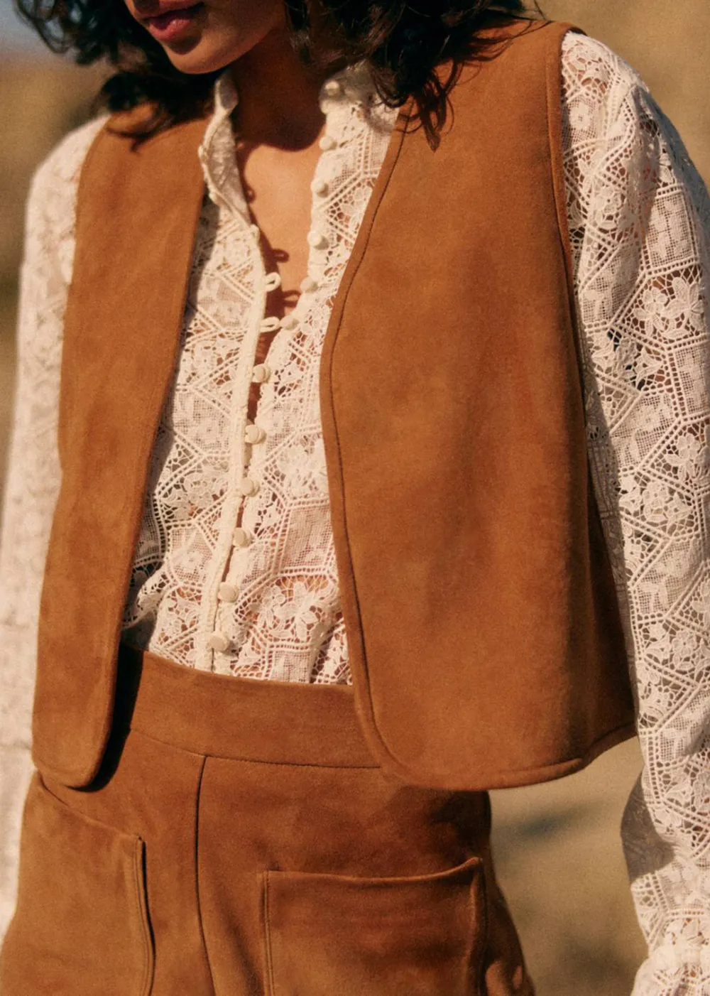 Sleeveless Suede Jacket