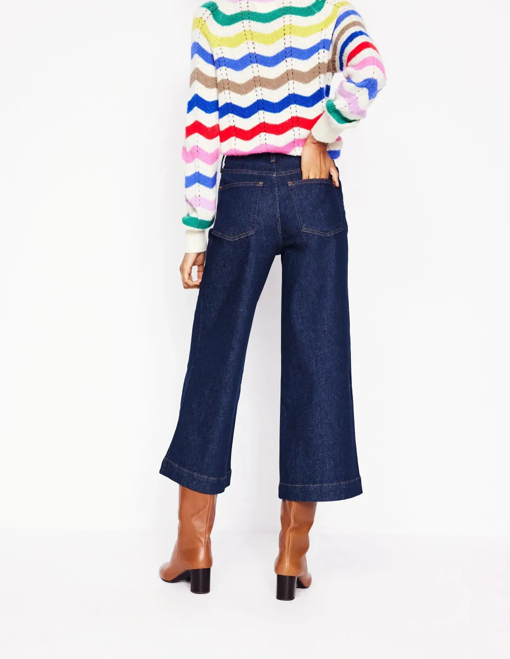 Navy Blue High - Rise Wide - Leg Jeans