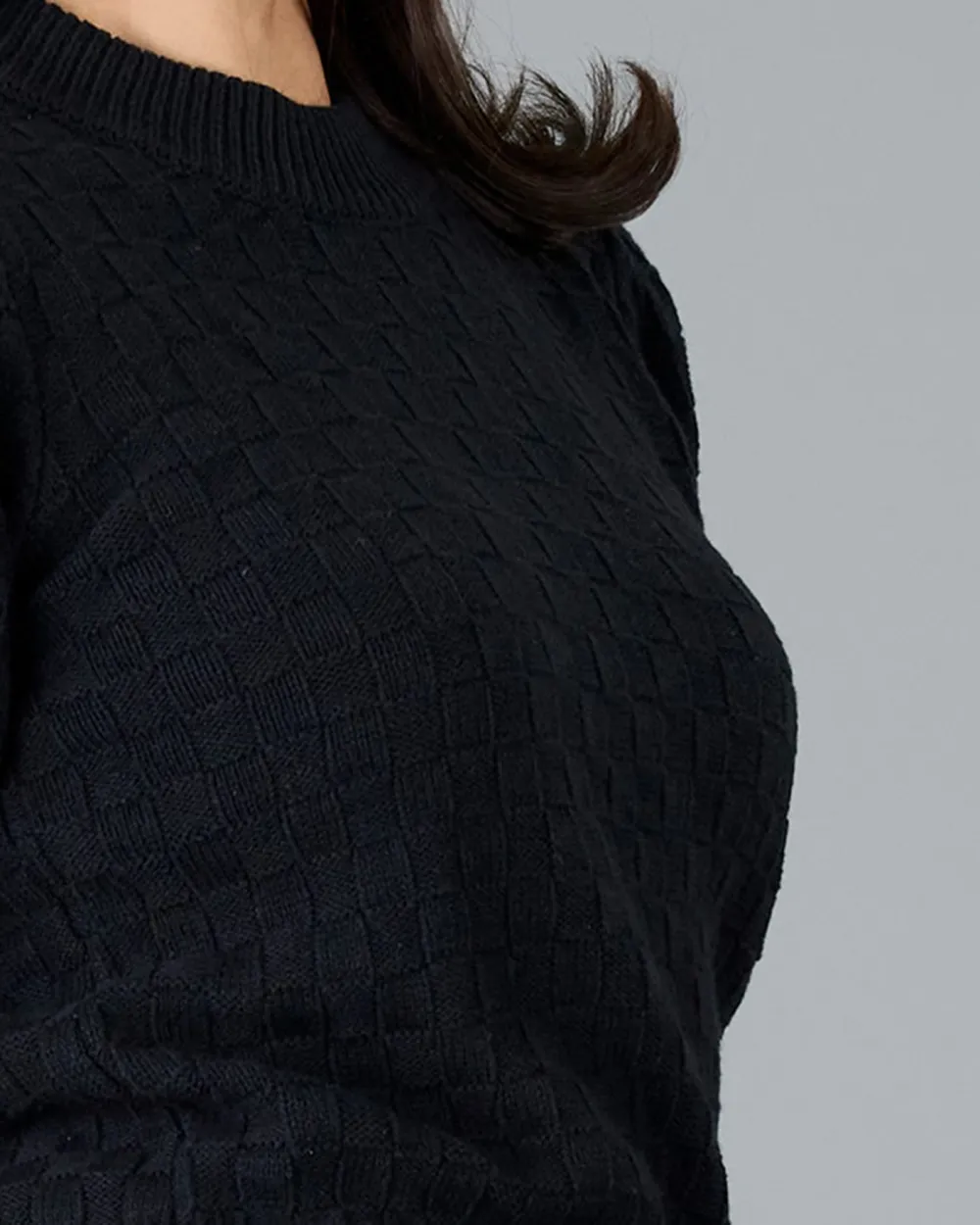 Black Short Sleeve Knitted Sweater