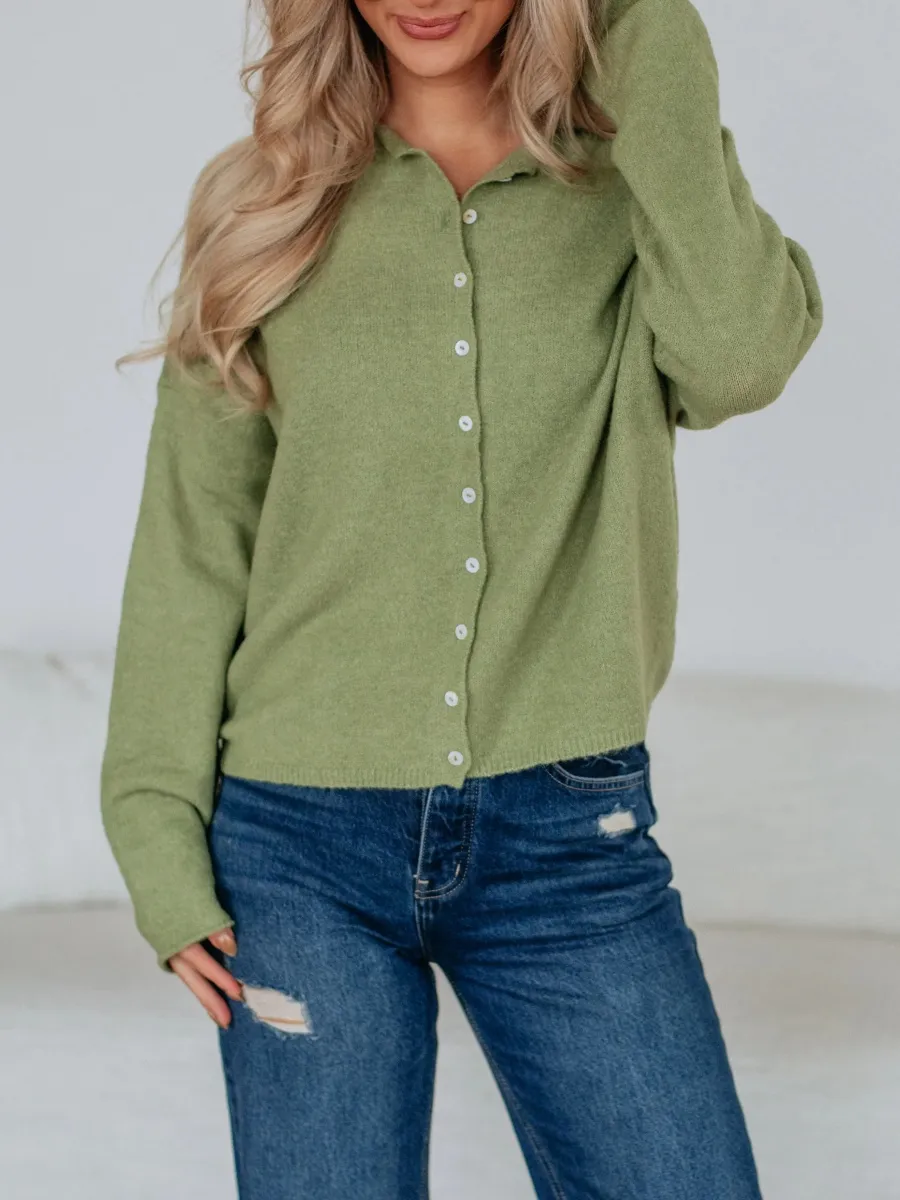 Plain Round Neck Cardigan