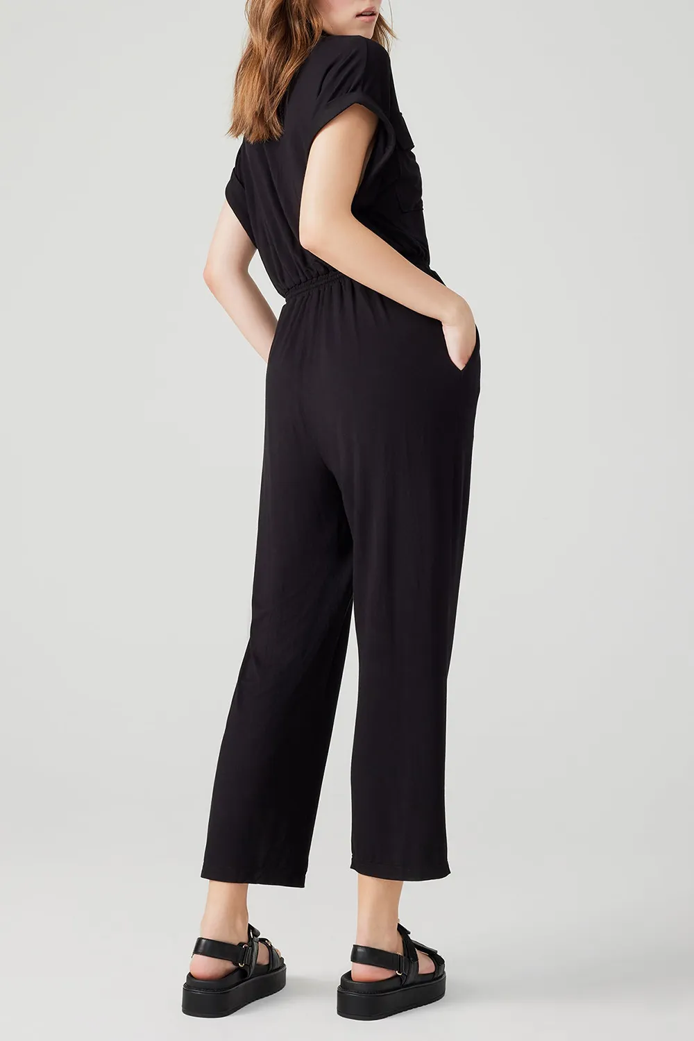 Lapel Jumpsuit Black