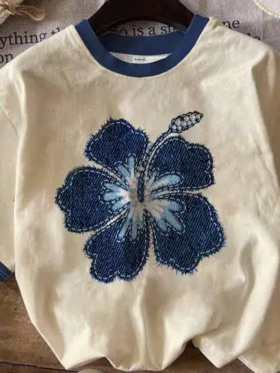 Blue Floral Relaxed Tee