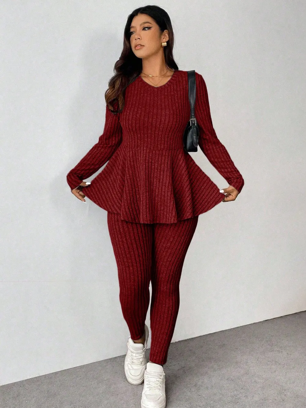 Women's Plus Size Autumn-Winter Knit Co-ords Set