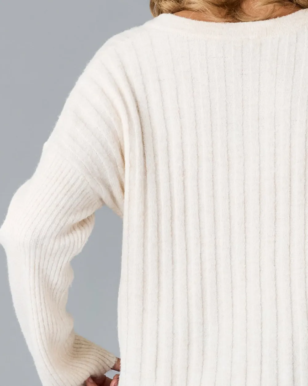 Oatmeal V-Neck Ribbed Sweater