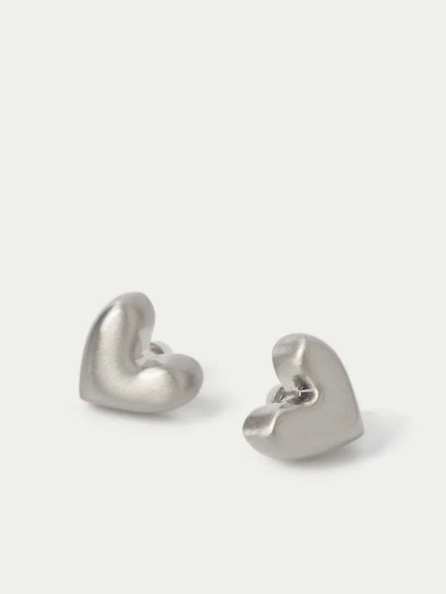 Brushed Heart Stud Earrings