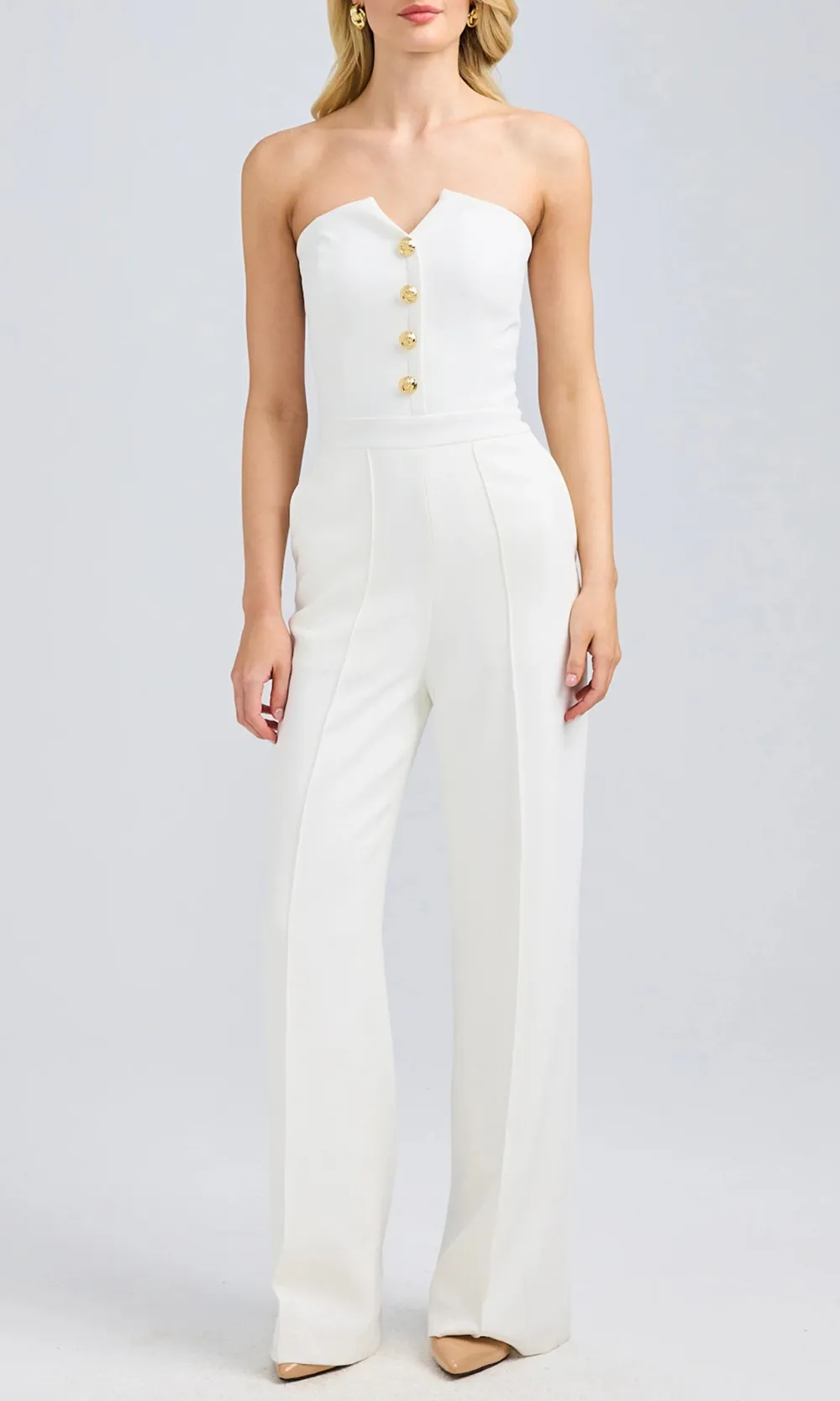 White Sexy Tube Top Jumpsuit