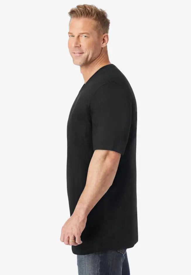 Shrink-Less Lightweight Longer-Length V-neck T-shirt