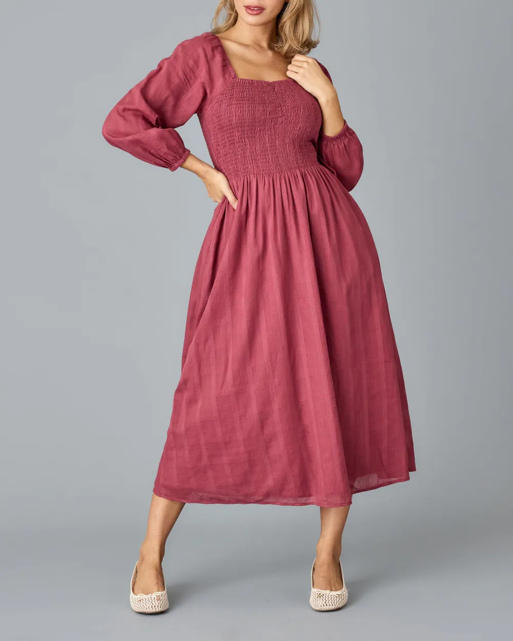 Square Necked Midi Dress