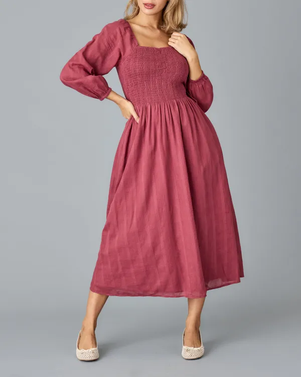 Square Necked Midi Dress