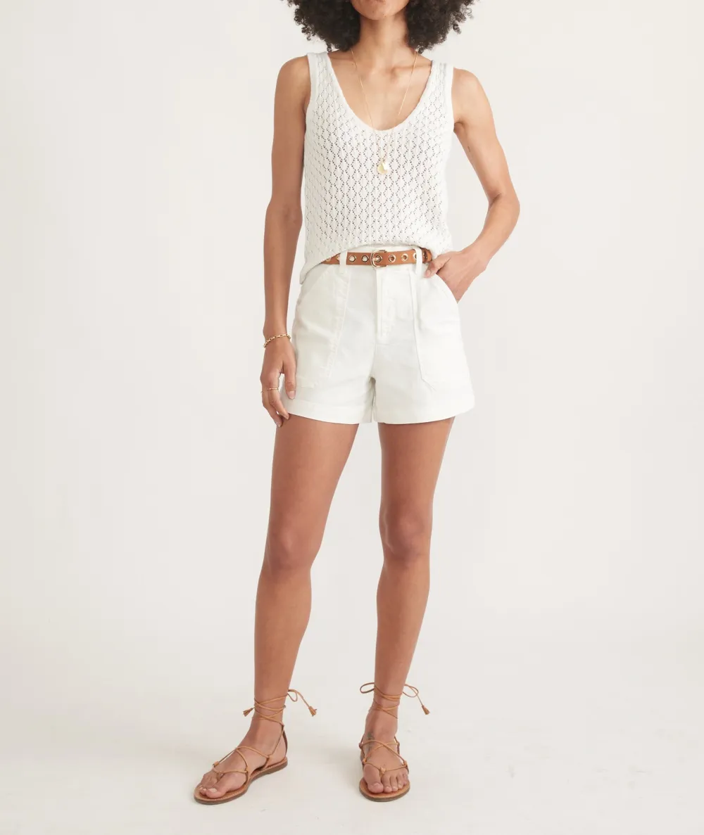 White Linen Knit Sleeveless Garment