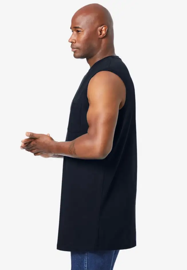 Shrink-Less Longer-Length Lightweight Muscle Pocket Tee