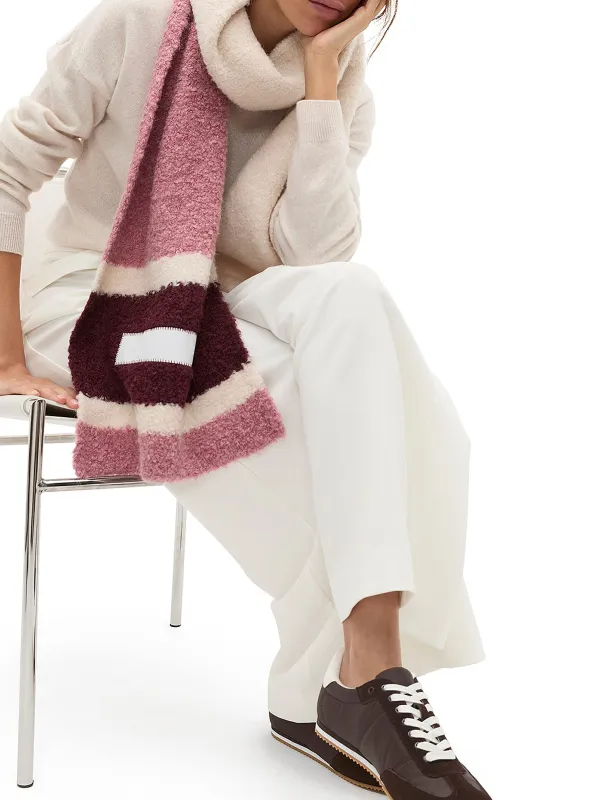 Pink Block Patterned Warm Scarf