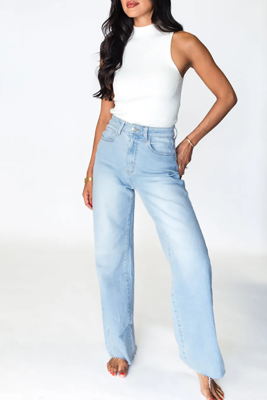 Light Wash Wide Leg Jeans