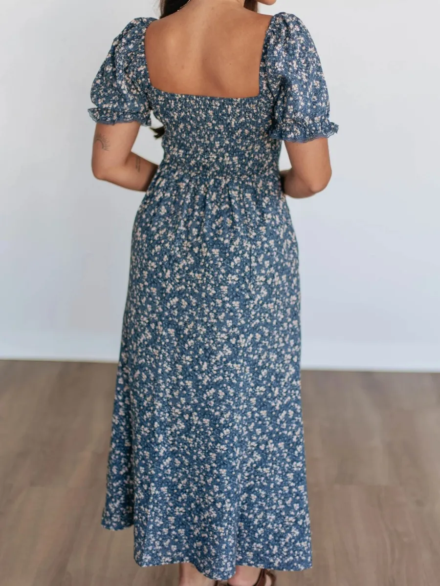 Bubble Sleeve Floral Dress