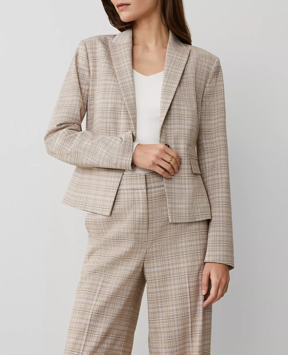 The Shorter One Button Blazer In Plaid