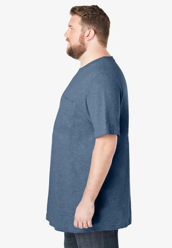 Shrink-Less Lightweight Longer-Length Crewneck Pocket T-Shirt
