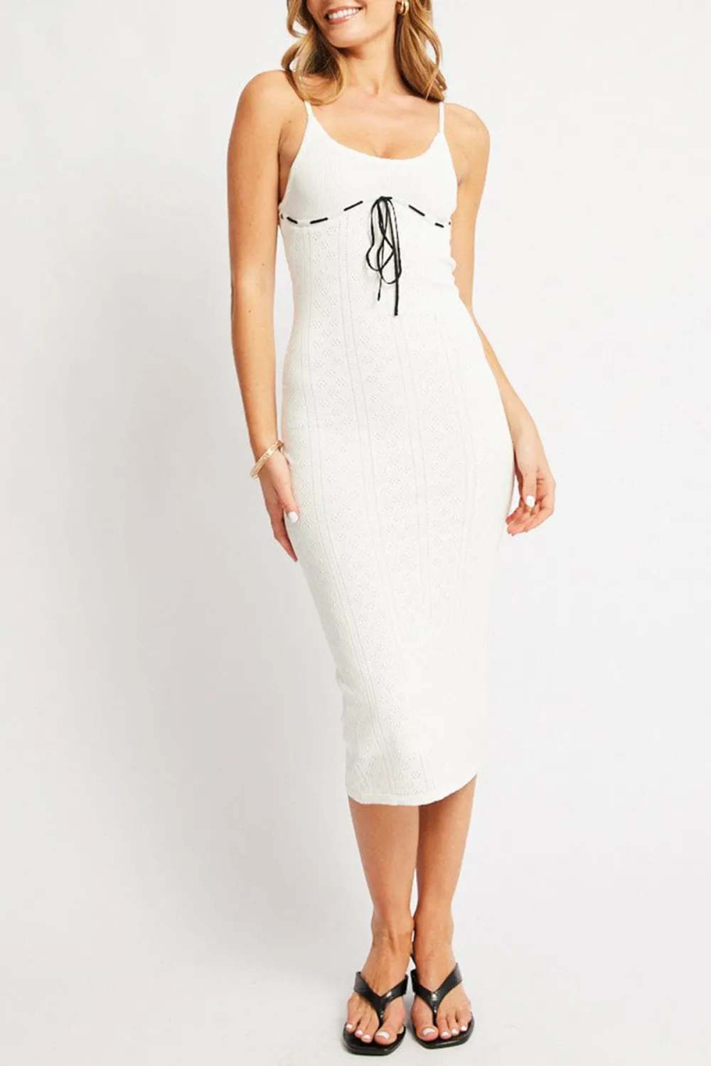White Knit Dress Singlet Midi