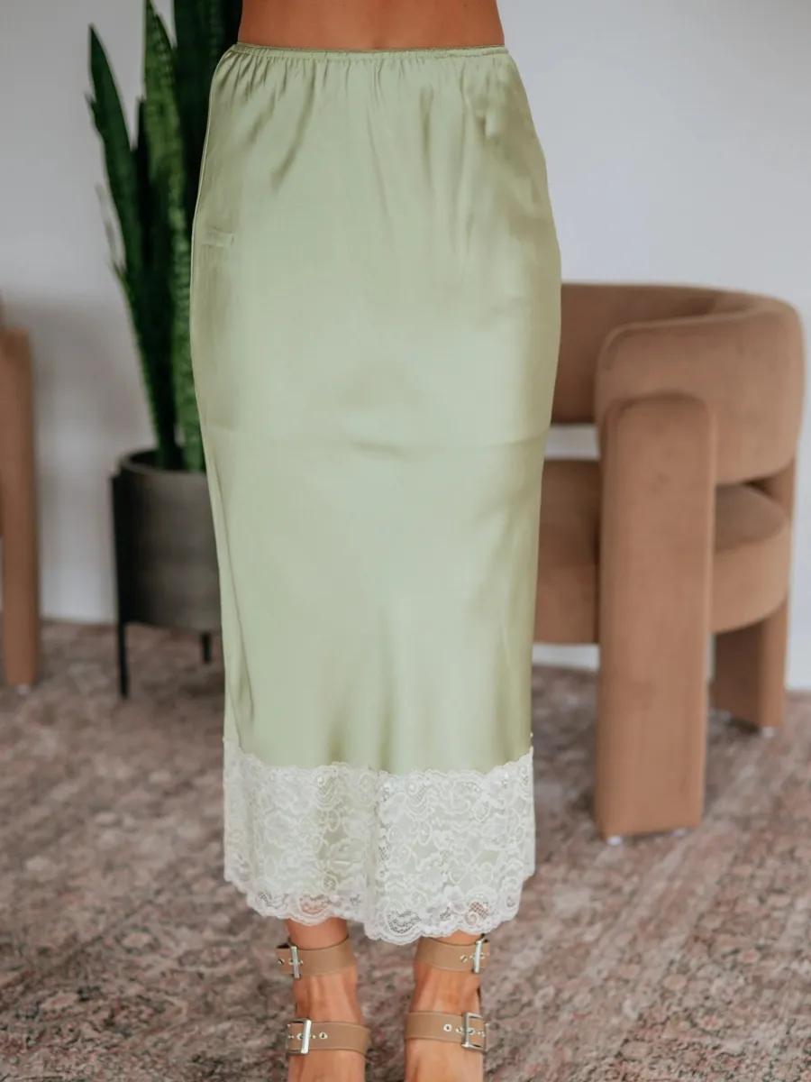 Lace Hem Midi Skirt