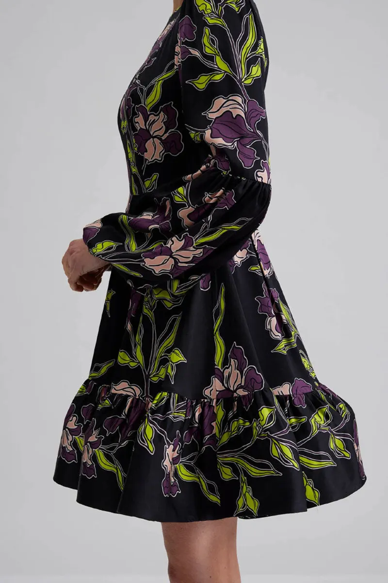 Floral Patterned Flare Mini Dresses