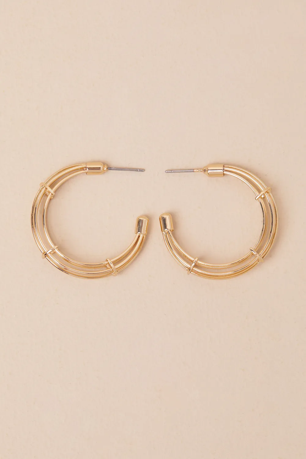 Minimalist Geometric Hollow Gold Earrings