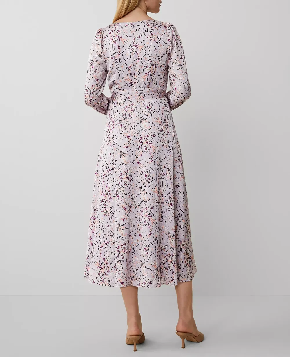 Floral Puff Shoulder Belted Flare Dress