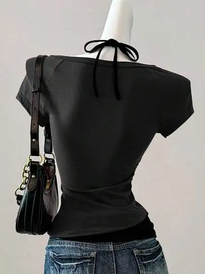 Y2K Skull Print Halter Tee