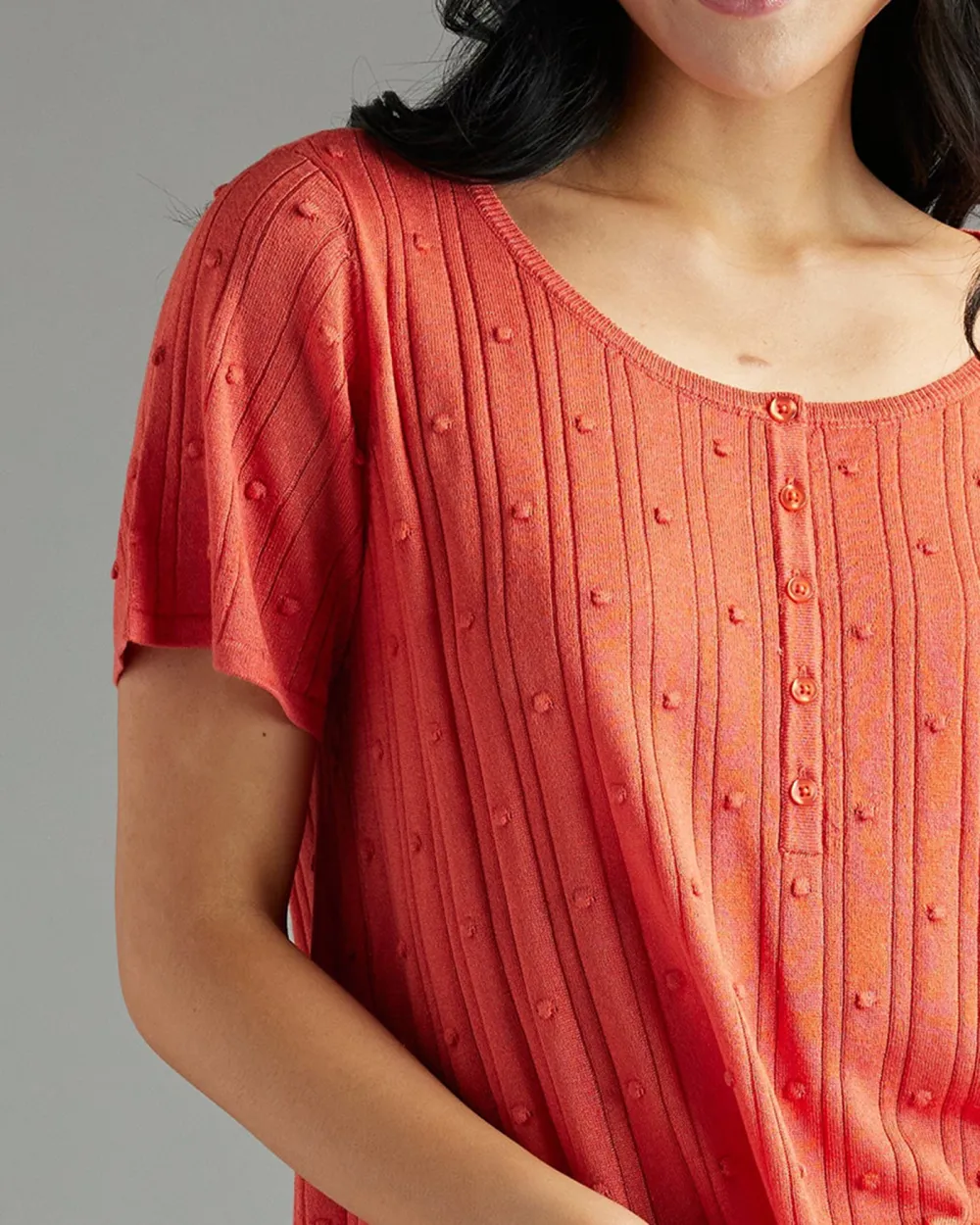 Paprika Textured Detailing Knit Top