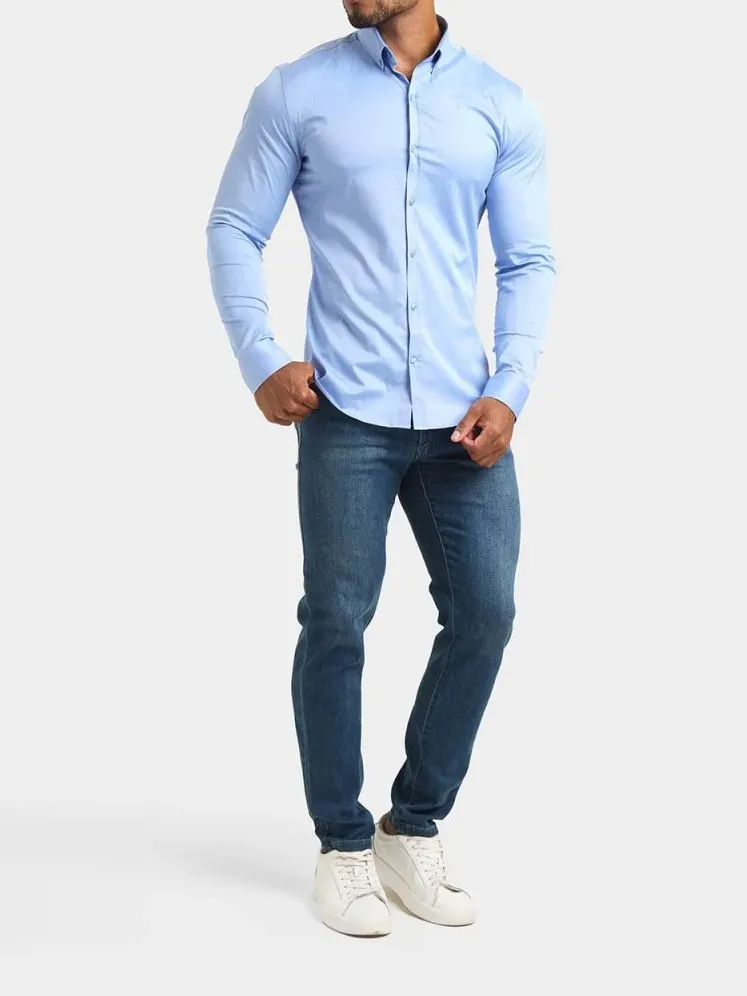 In Mid Blue Soft Comfortable Athletic Blouse