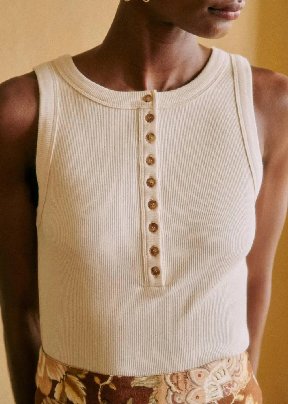 Slim Fit Cotton Button-Down Cropped Vest