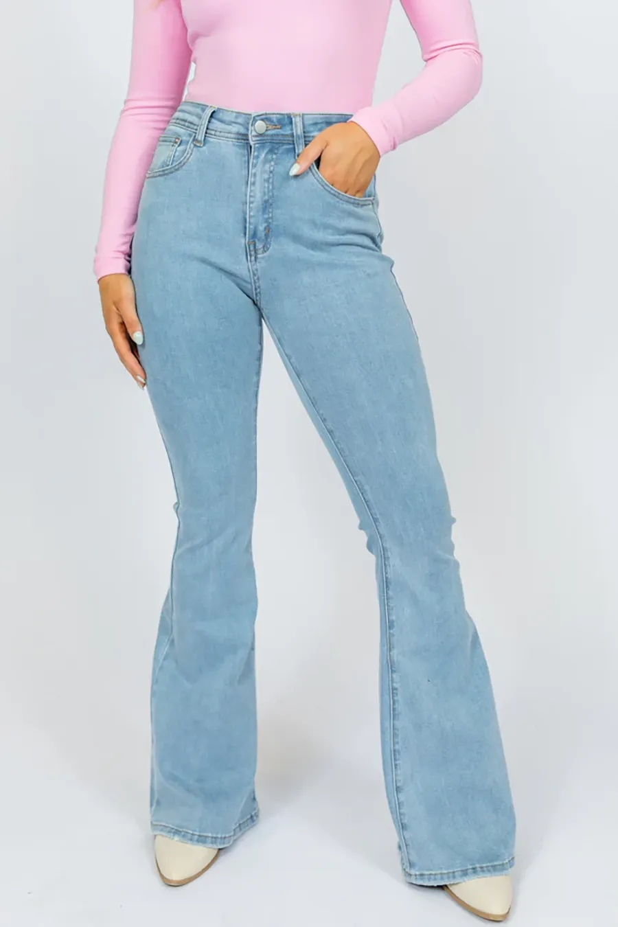 Light Wash Stretchy Flare Jeans